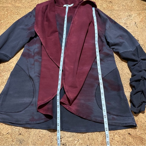 Testimony Los Angeles French Terry Tie Dye Ruched Sleeve Draped Cardigan Sz L - Picture 14 of 16